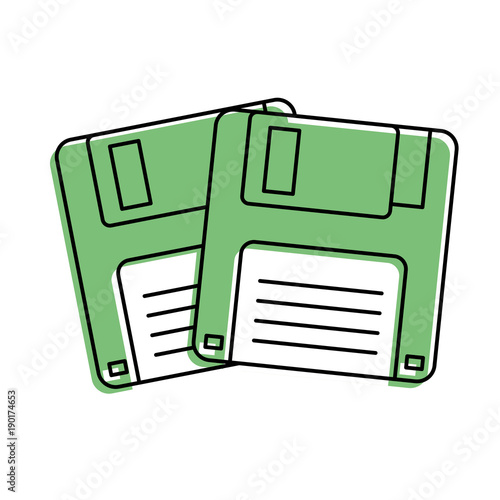 two floppy memory vintage backup vector illustration