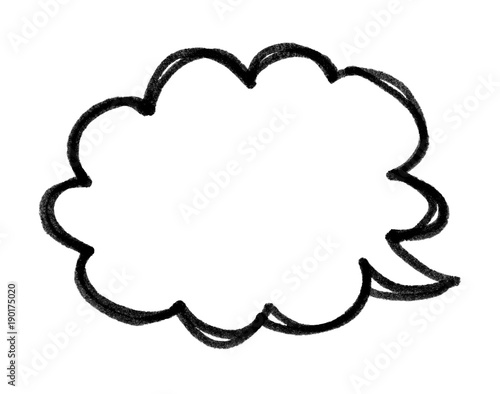 Speech bubble with brush stroke isolated on white background