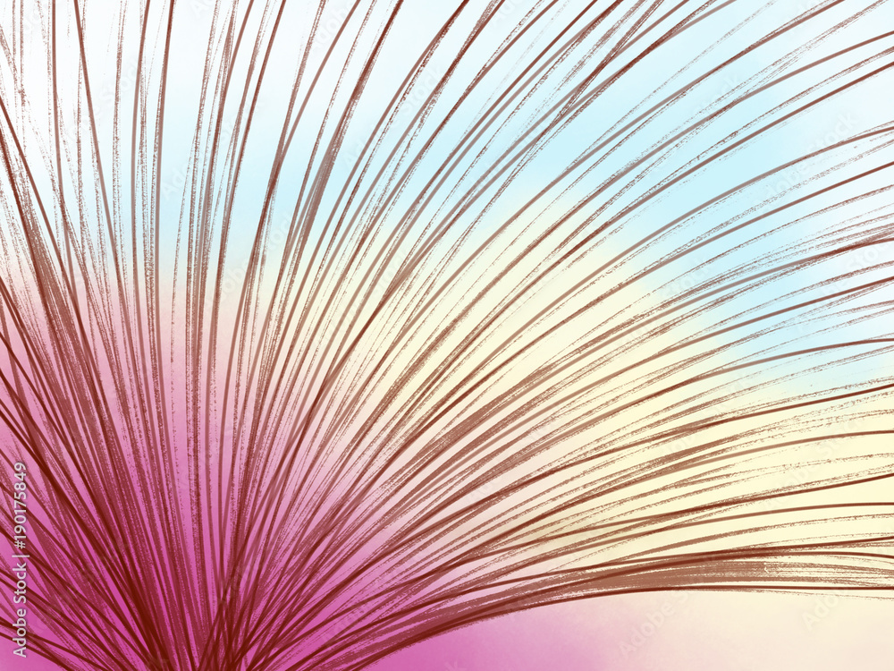 Obraz premium Colorful hand drawn abstract tree branches on texture watercolor background as sky, illustration for greeting card painted by pen ink and watercolor on canvas, high quality