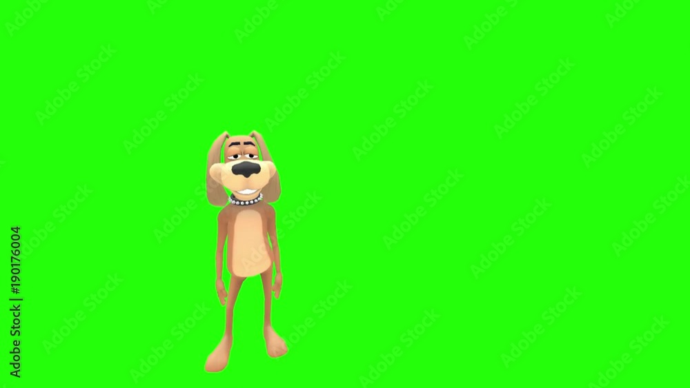 Happy smiling animated cartoon dog hound canine pooch mutt character