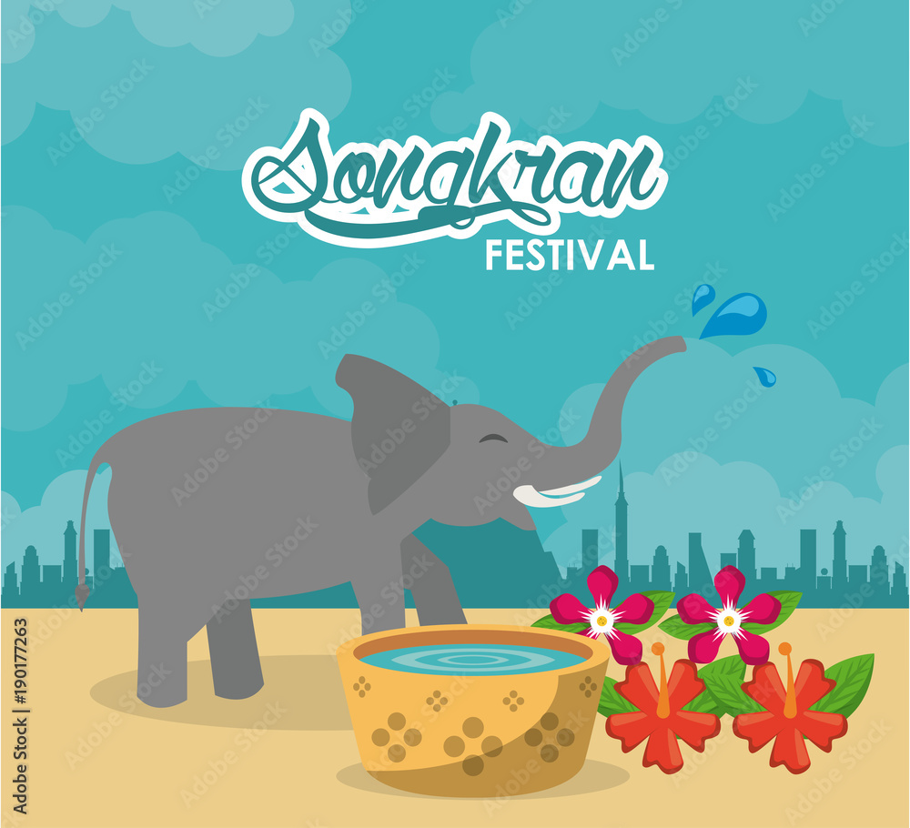 Fototapeta premium Songkran festival design icon vector illustration graphic design