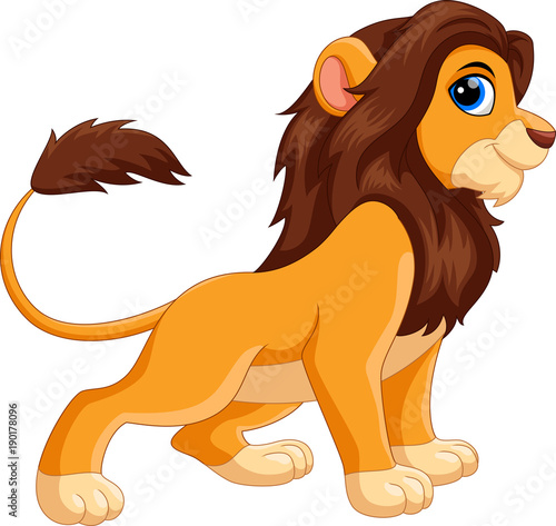 Cute lion cartoon isolated on white background