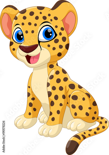 Cute cheetah cartoon isolated on white background