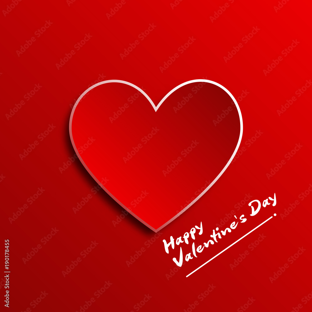 Red heart paper 3d on Red background for Happy valentine day concept graphic design