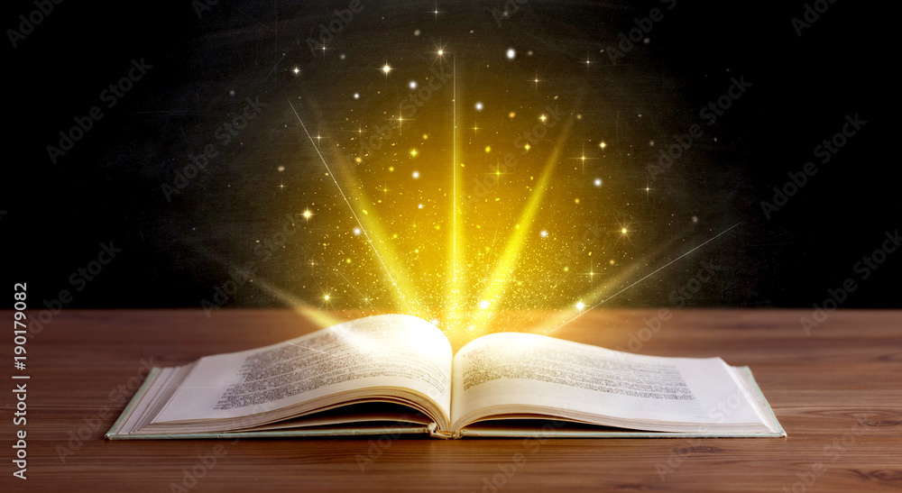 Yellow lights over book Yellow lights over book