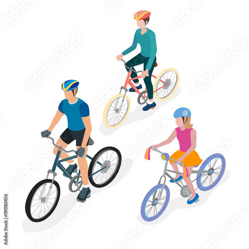 Family on bicycles