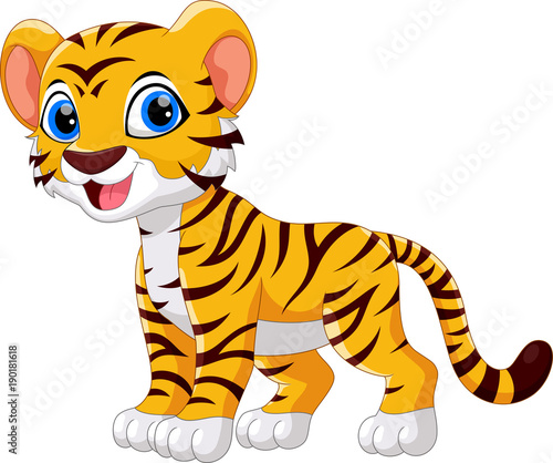 Fototapeta Naklejka Na Ścianę i Meble -  Cute tiger cartoon isolated on white background