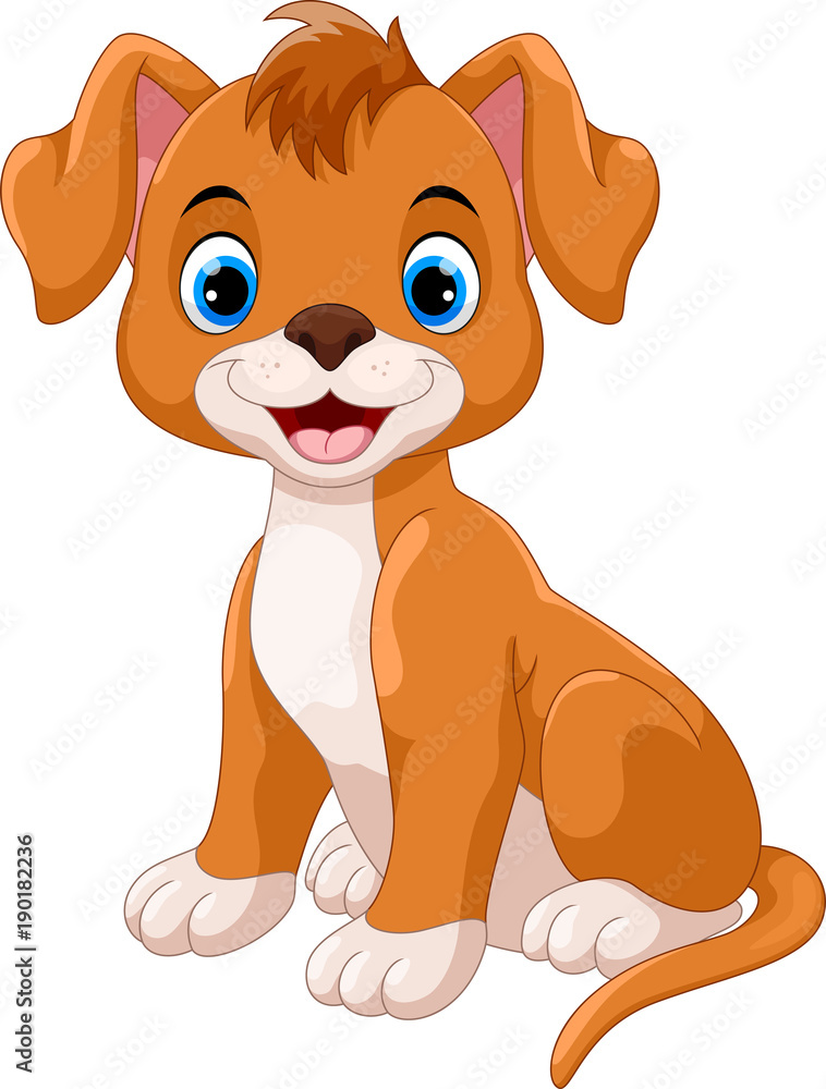 Cute little dog cartoon isolated on white background Stock Vector | Adobe  Stock
