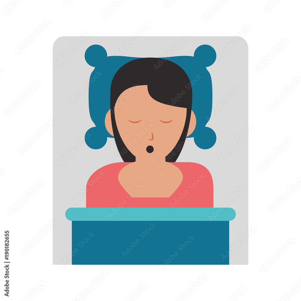 Woman sleeping in bed icon vector illustration graphic design Woman sleeping in bed icon vector illustration graphic design