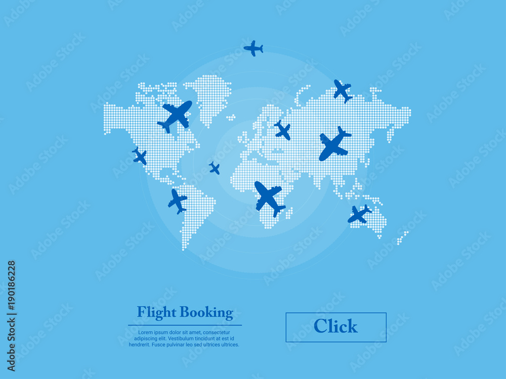 Naklejka premium Worldwide traveling concept, booking hotels and flights with new technology for business tour marketing.