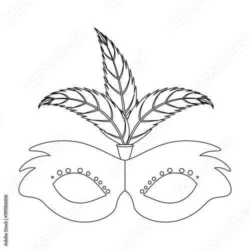 carnival mask with feathers vector illustration design
