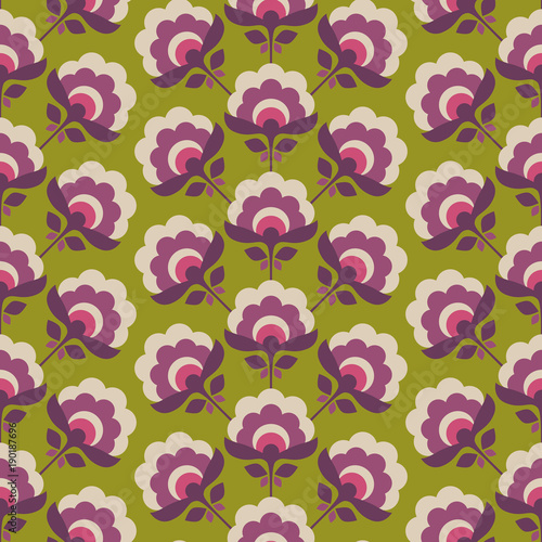 seamless retro pattern with stylized flowers