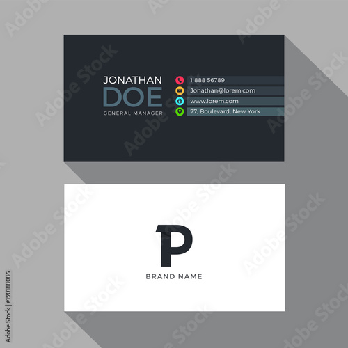 P Letter Modern Alphabet Business card design template