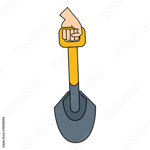 Hand holding little shovel icon vector illustration graphic design