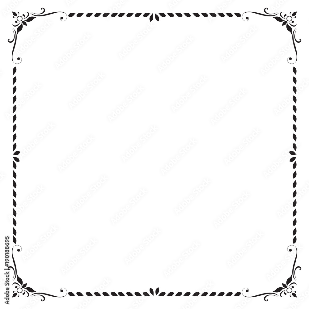 Decorative frame and border , Square, Black and white, Vector illustration Decorative frame and border , Square, Black and white, Vector illustration