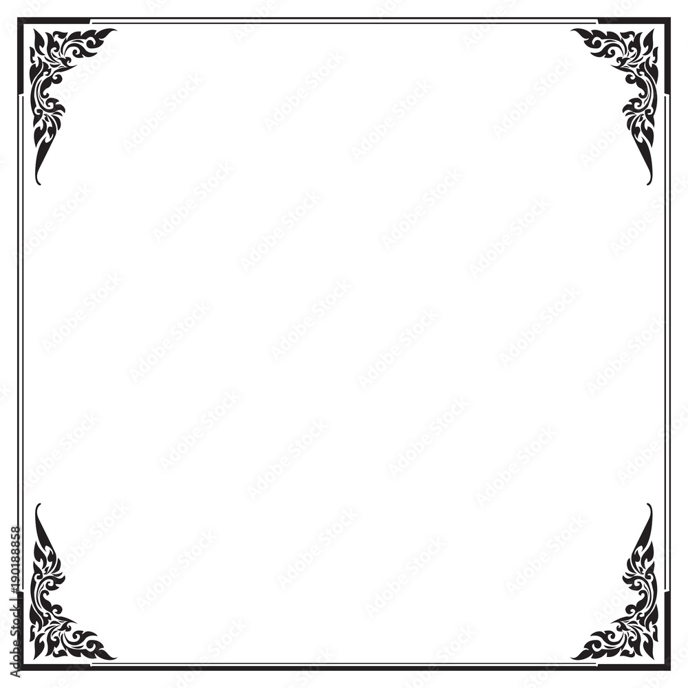 Decorative frame and border , Square, Black and white, Vector illustration Decorative frame and border , Square, Black and white, Vector illustration