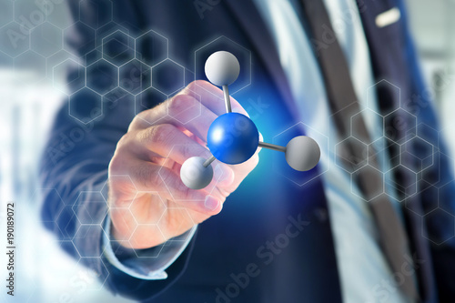 3d rendering molecule on a displayed on a medical interface