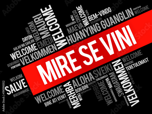 Mire se vini (Welcome in Albanian) word cloud in different languages, conceptual background