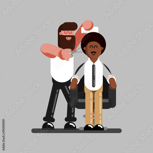Barber cuts clients hair
