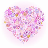 Happy Valentine s Day greeting card on background with heart and flowers. . The 14th of February