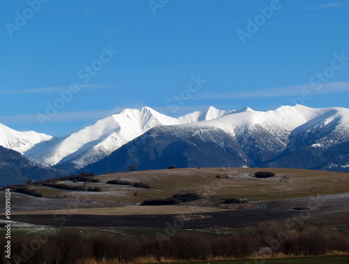landscape with blue sky and mountains