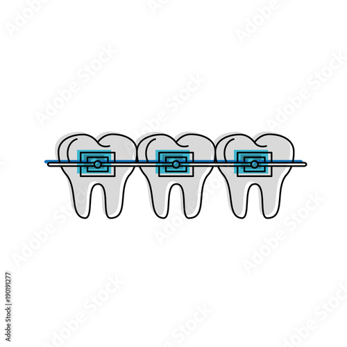 Teeths with brackets icon vector illustration graphic design