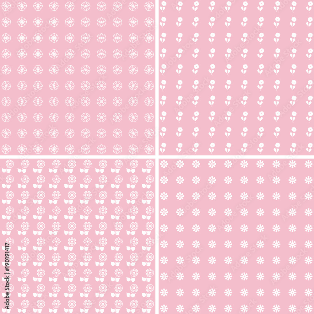 Set of cute pastel floral patterns Set of cute pastel floral patterns