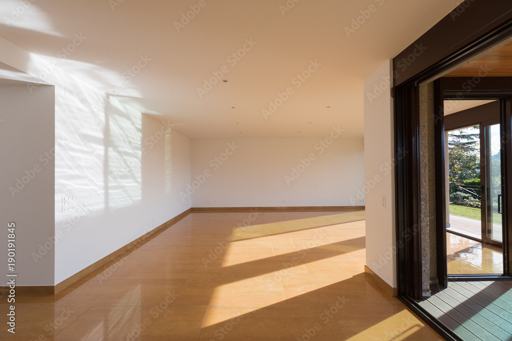 Interior of empty modern apartement, parquet floor Interior of empty modern apartement, parquet floor