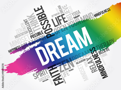 Dream word cloud collage, concept background