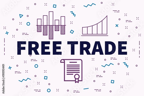 Conceptual business illustration with the words free trade