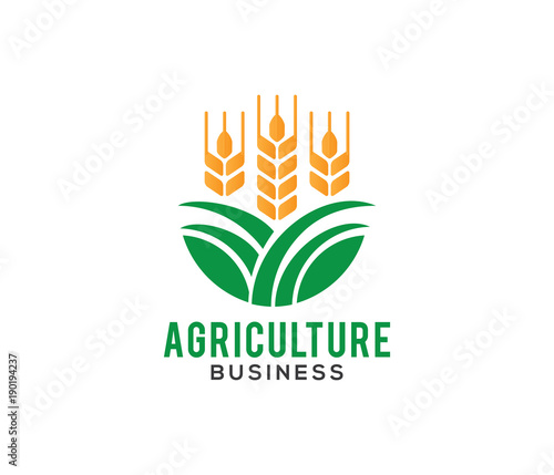 vector logo design illustration of agriculture business, tractor farm, soil farm, crop field,