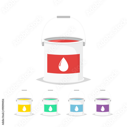Colorful paint buckets vector isolated