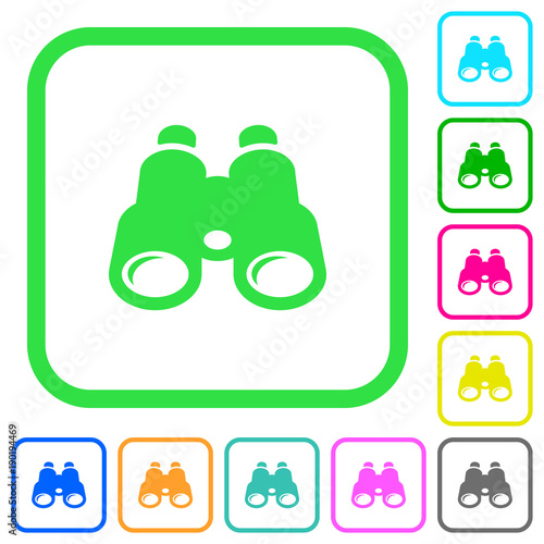 Binoculars vivid colored flat icons