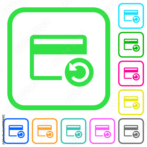 Undo credit card last operation vivid colored flat icons