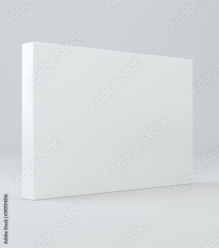 Package Product Cardboard Package Box. 3d Illustration on studio light white Background. Mock Up Template Ready For Your Design.