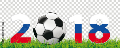 Fototapeta Naklejka Na Ścianę i Meble -  Football 2018 Russian Flag Grass Transparent Header