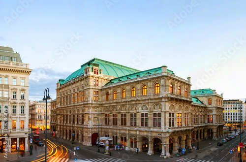 View of State Opera in Vienna, Austria during the evening