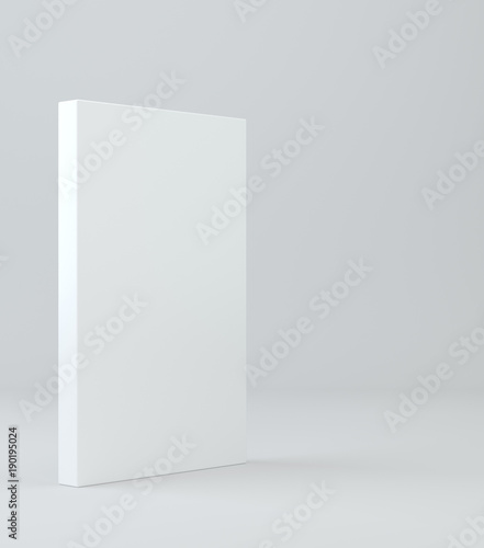 Blank white package on gray background. 3d illustration box template