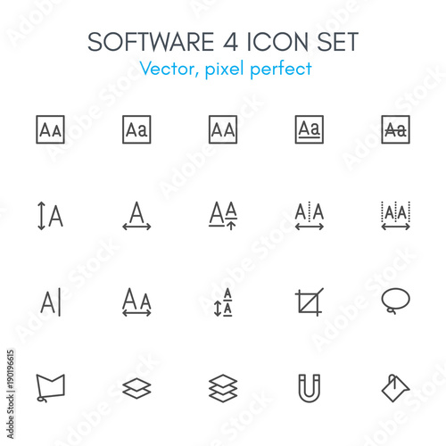 Software 4 theme, line icon set