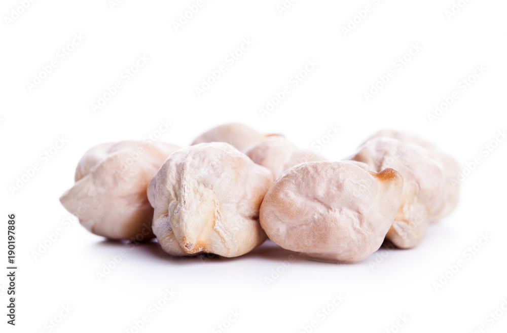 Dry chickpeas macro, healthy vegan food with a lot protein Dry chickpeas macro, healthy vegan food with a lot protein