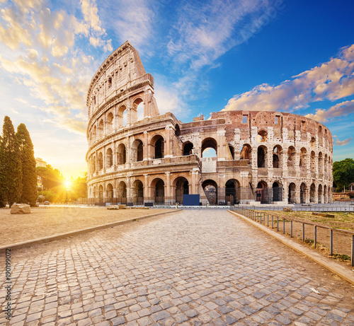 Stampa su tela The Coliseum or Flavian Amphitheatre (Amphitheatrum Flavium or Colosseo), Rome, Italy
