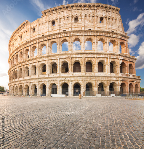 The Coliseum or Flavian Amphitheatre (Amphitheatrum Flavium or Colosseo), Rome, Italy. 