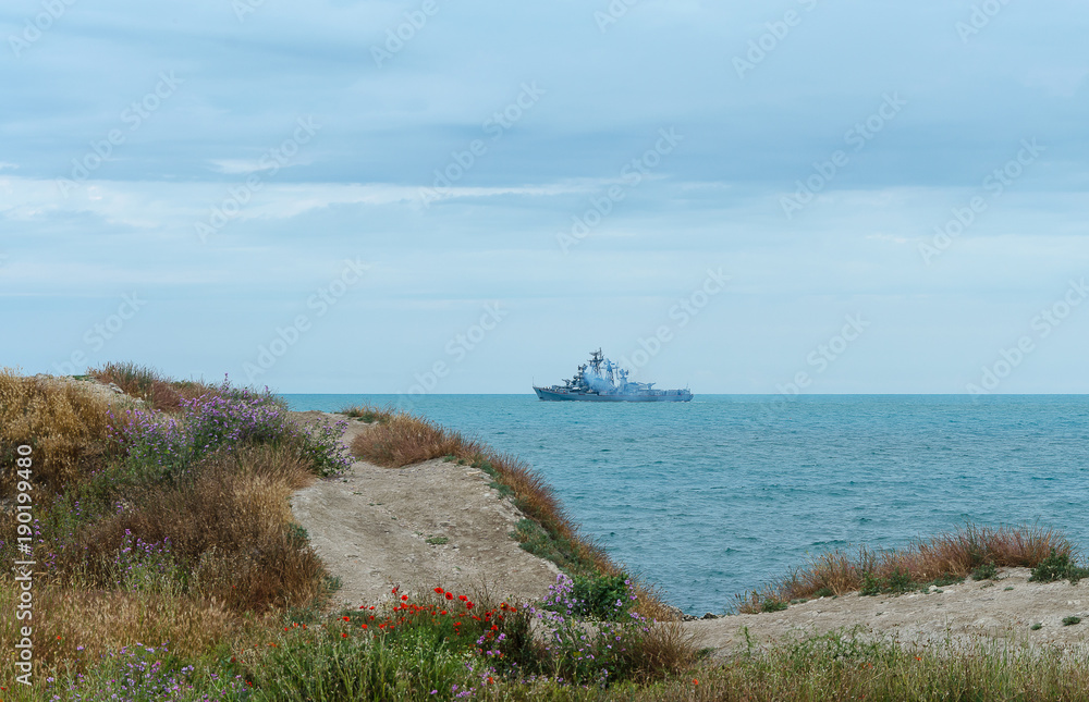 Military navy ships in a sea, battleship with Blue sky and sea. Military navy ships in a sea, battleship with Blue sky and sea.