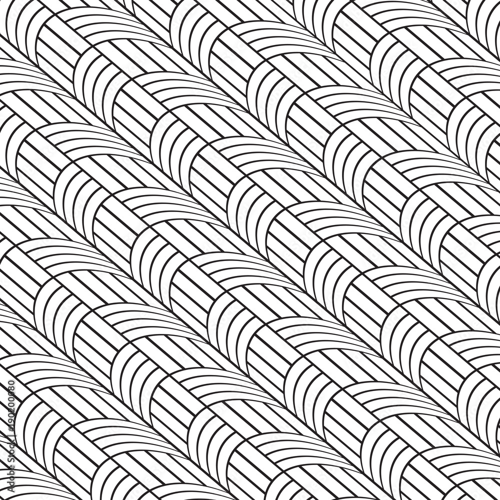 Stylish Black And White Line Curve Graphic Pattern Vector Illustration