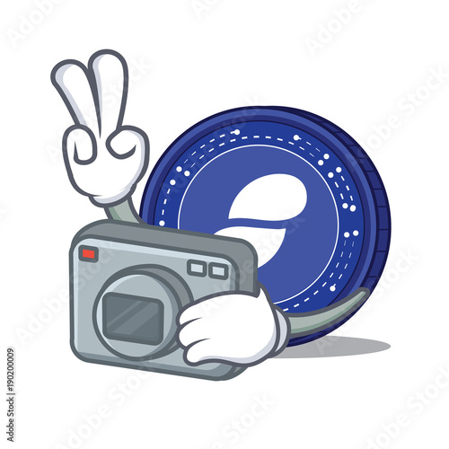 Photographer Status coin mascot cartoon