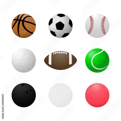 Vector set of sports balls.