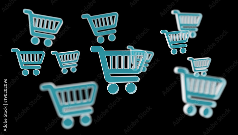 Digital shopping icons isolated 3D rendering Digital shopping icons isolated 3D rendering