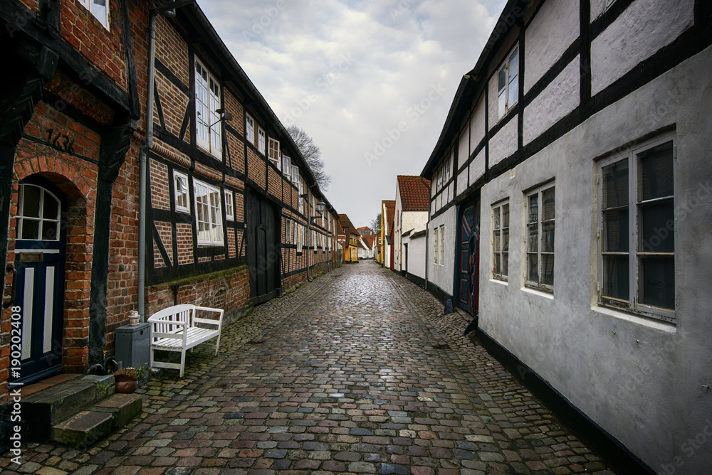 Old town Ribe in Denmark