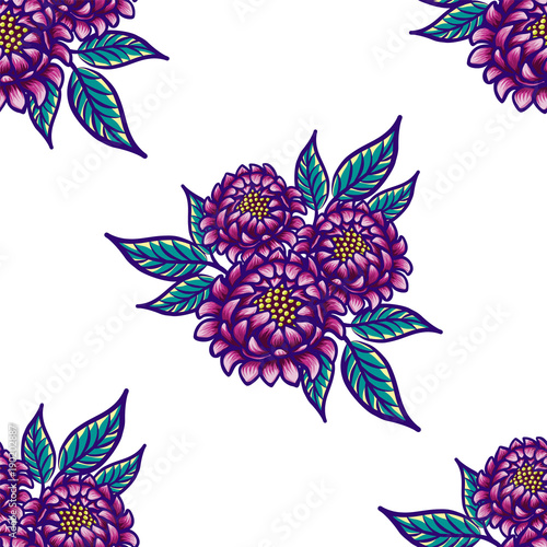 Floral hand drawn vintage seamless pattern with flowers and leaves. Fabulous ...
