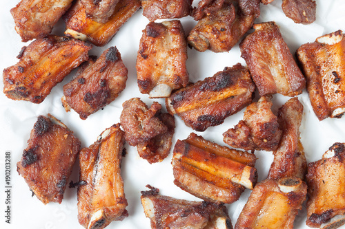 Top view of fried spare ribs